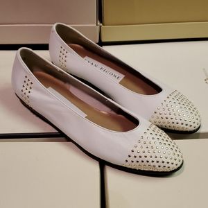 Evan Picone Ideal Nappa Pointed-Toe Studded Flats